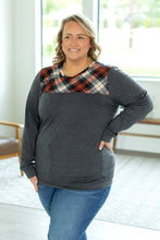 Load image into Gallery viewer, Abby Accent Top - Charcoal and Red Plaid