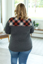 Load image into Gallery viewer, Abby Accent Top - Charcoal and Red Plaid
