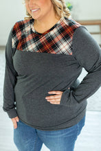Load image into Gallery viewer, Abby Accent Top - Charcoal and Red Plaid