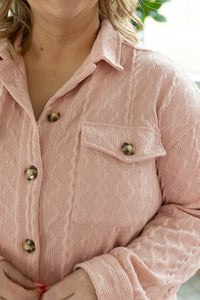 Cable Knit Jacket - Blush Pink