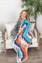 Load image into Gallery viewer, Plush and Fuzzy Blanket - Teal Mix Aztec