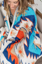 Load image into Gallery viewer, Plush and Fuzzy Blanket - Teal Mix Aztec