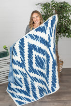 Load image into Gallery viewer, Plush and Fuzzy Blanket - Blue Aztec