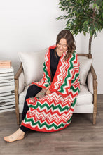 Load image into Gallery viewer, Plush and Fuzzy Blanket - Holiday Chevron