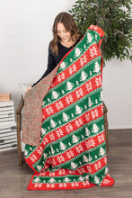 Load image into Gallery viewer, Plush and Fuzzy Blanket - Trees and Snowflakes