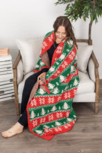 Load image into Gallery viewer, Plush and Fuzzy Blanket - Trees and Snowflakes