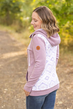 Load image into Gallery viewer, HalfZip Hoodie - Mauve and White Geometric