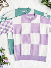 Load image into Gallery viewer, Checkered Pullover Sweater - Dusty Jade
