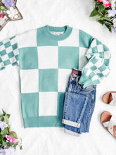 Load image into Gallery viewer, Checkered Pullover Sweater - Dusty Jade