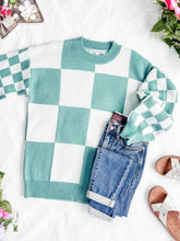 Load image into Gallery viewer, Checkered Pullover Sweater - Dusty Jade