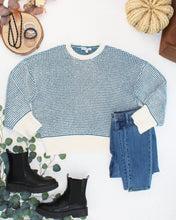 Load image into Gallery viewer, Charlotte Sweater - Teal and Ivory