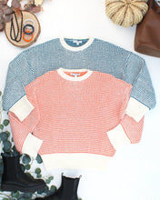 Load image into Gallery viewer, Charlotte Sweater - Teal and Ivory