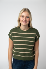 Load image into Gallery viewer, Striped Sweater Top - Olive and Tan