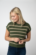 Load image into Gallery viewer, Striped Sweater Top - Olive and Tan
