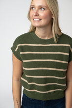 Load image into Gallery viewer, Striped Sweater Top - Olive and Tan