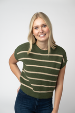 Load image into Gallery viewer, Striped Sweater Top - Olive and Tan