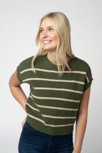 Load image into Gallery viewer, Striped Sweater Top - Olive and Tan