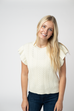 Load image into Gallery viewer, Felicity Flutter Sweater Top - Ivory