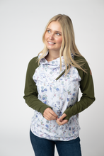 Load image into Gallery viewer, Classic Zoey ZipCowl Sweatshirt - Olive Meadow and Olive