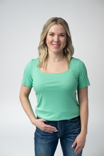 Load image into Gallery viewer, Short Sleeve Alyssa Top - Aquamarine