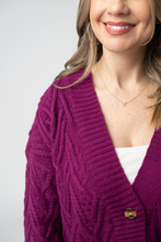 Load image into Gallery viewer, Brooks Button Sweater Cardigan - Magenta