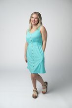 Load image into Gallery viewer, Beverly Button Dress - Aqua