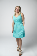Load image into Gallery viewer, Beverly Button Dress - Aqua