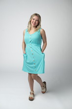Load image into Gallery viewer, Beverly Button Dress - Aqua