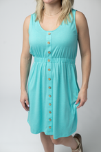 Load image into Gallery viewer, Beverly Button Dress - Aqua