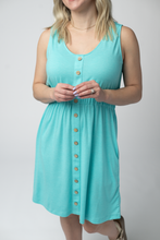 Load image into Gallery viewer, Beverly Button Dress - Aqua