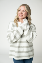 Load image into Gallery viewer, Cozy Stripe Sweater - Grey and White