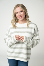 Load image into Gallery viewer, Cozy Stripe Sweater - Grey and White