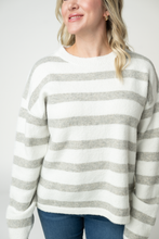 Load image into Gallery viewer, Cozy Stripe Sweater - Grey and White