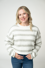 Load image into Gallery viewer, Cozy Stripe Sweater - Grey and White