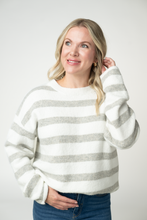Load image into Gallery viewer, Cozy Stripe Sweater - Grey and White