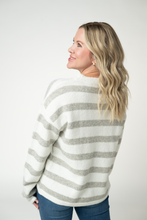 Load image into Gallery viewer, Cozy Stripe Sweater - Grey and White