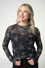 Load image into Gallery viewer, Blair Mesh Long Sleeve Top - Webs