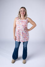 Load image into Gallery viewer, Renee Ruffle Tank Top - Coral Sunset Floral