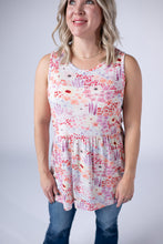 Load image into Gallery viewer, Renee Ruffle Tank Top - Coral Sunset Floral