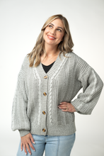 Load image into Gallery viewer, Cable Cardigan - Grey