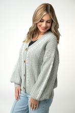 Load image into Gallery viewer, Cable Cardigan - Grey