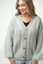 Load image into Gallery viewer, Cable Cardigan - Grey