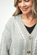 Load image into Gallery viewer, Cable Cardigan - Grey