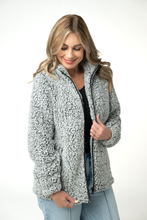 Load image into Gallery viewer, Two Tone Fullzip Sherpa - Charcoal and White