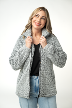 Load image into Gallery viewer, Two Tone Fullzip Sherpa - Charcoal and White