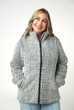 Load image into Gallery viewer, Two Tone Fullzip Sherpa - Charcoal and White