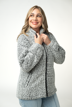 Load image into Gallery viewer, Two Tone Fullzip Sherpa - Charcoal and White