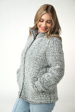 Load image into Gallery viewer, Two Tone Fullzip Sherpa - Charcoal and White