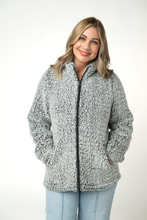 Load image into Gallery viewer, Two Tone Fullzip Sherpa - Charcoal and White