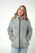 Load image into Gallery viewer, Two Tone Fullzip Sherpa - Charcoal and White